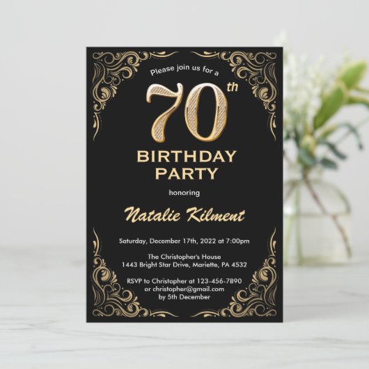 Invitation 70e anniversaire Black and Gold Parties scintillan (Debout devant)