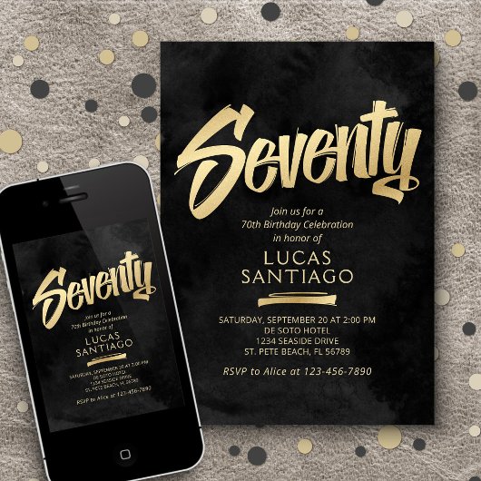 Invitation 70e anniversaire Black Gold