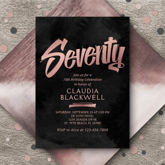 Invitation 70e anniversaire Black Rose Gold