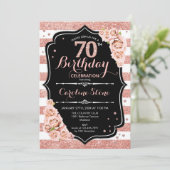 Invitation 70e anniversaire Black Rose Gold et White Stripes (Debout devant)