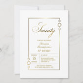Invitation 70e anniversaire Blanc avec Gold Frame Party (Devant)