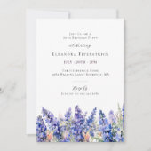 Invitation 70e anniversaire Bleu Larkspur Juillet Fleur de na (Devant)