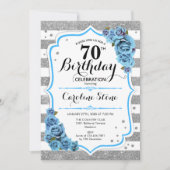 Invitation 70e anniversaire - Bleu Silver White Stripes (Devant)