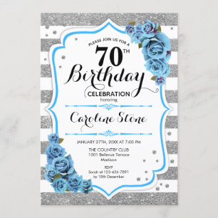 Invitation 70e anniversaire - Bleu Silver White Stripes