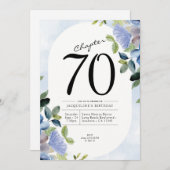 Invitation 70e anniversaire Blue Floral (Devant / Derrière)