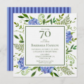 Invitation 70e anniversaire Blue Hydrangeas (Devant / Derrière)