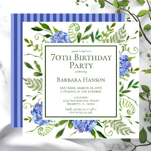 Invitation 70e anniversaire Blue Hydrangeas