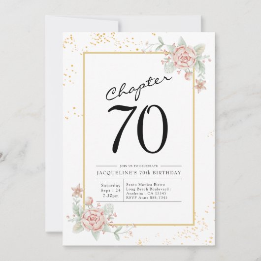 Invitation 70e anniversaire Blush Floral (Devant)