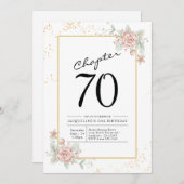 Invitation 70e anniversaire Blush Floral (Devant / Derrière)