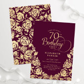 Invitation 70e anniversaire Bourgogne Roses d'or