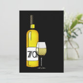 Invitation 70e anniversaire : bouteille de vin demi-ton & ver (Debout devant)