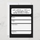 Invitation 70e anniversaire : bouteille de vin demi-ton & ver (Dos)