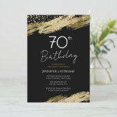 Invitation 70e Anniversaire Budget de la fête Gold Black Invi (Debout devant)