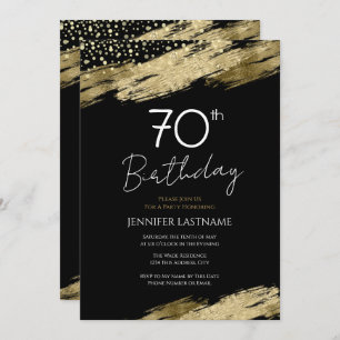Invitation 70e Anniversaire Budget de la fête Gold Black Invi