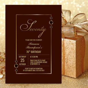 Invitation 70e anniversaire Burgundy Gold Frame Party
