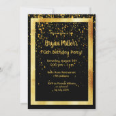 Invitation 70e anniversaire cadre or de fête noir (Dos)