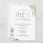 Invitation 70e anniversaire Cardiaque Script photo florale (Devant)