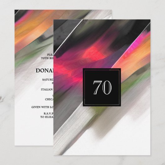 Invitation 70e anniversaire Célébration peinture Abstraite (Devant / Derrière)