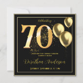 Invitation 70e anniversaire Célébrer l'or arrière avant éléga (Devant)