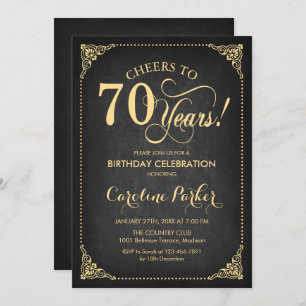 Invitation 70e anniversaire - Chalkboard Gold