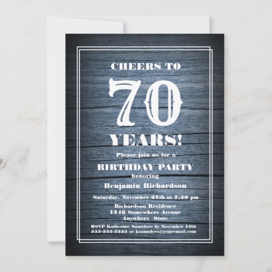 Invitation 70e anniversaire Country Wood Party (Devant)
