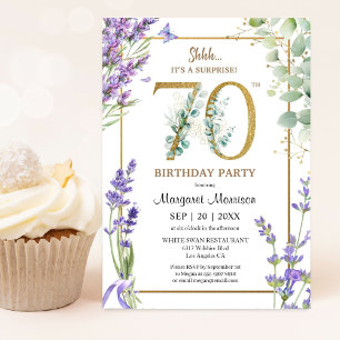 Invitation 70e anniversaire de fête aquarelle violet lavande