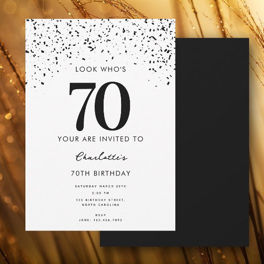 Invitation 70e anniversaire de fête Look Qui est 70 moderne