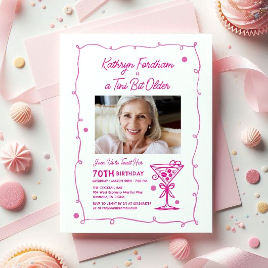 Invitation 70e anniversaire de fête Photo Espresso Martini
