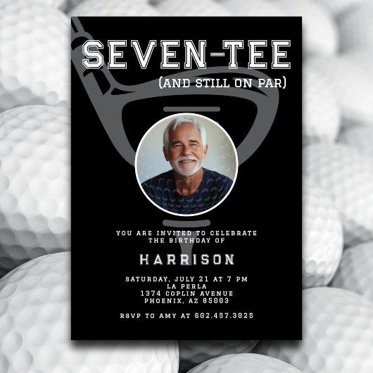 Invitation 70e anniversaire de fête Photo Modern Golf Black
