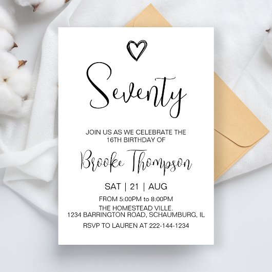 Invitation 70e anniversaire de fête Photo Soixante-dix ans