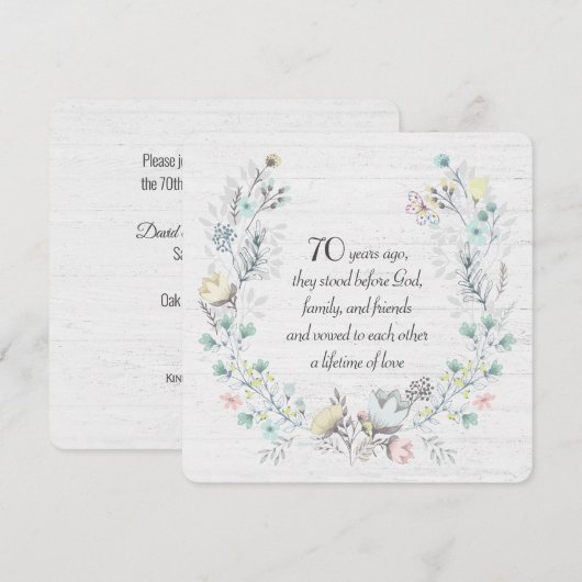 Invitation 70e Anniversaire De La Couronne Sur Le Bois (Devant / Derrière)