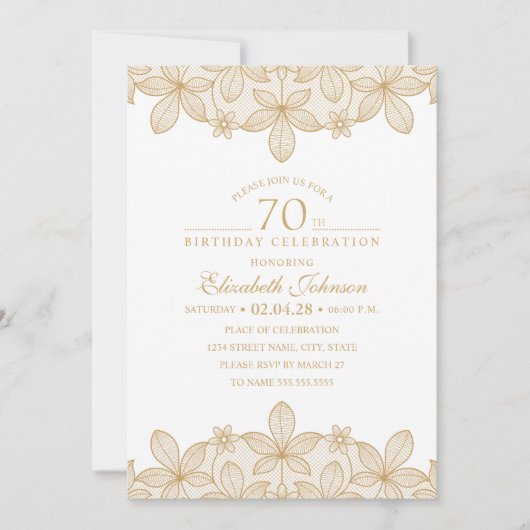 Invitation 70e Anniversaire de la fête d'or (Devant)