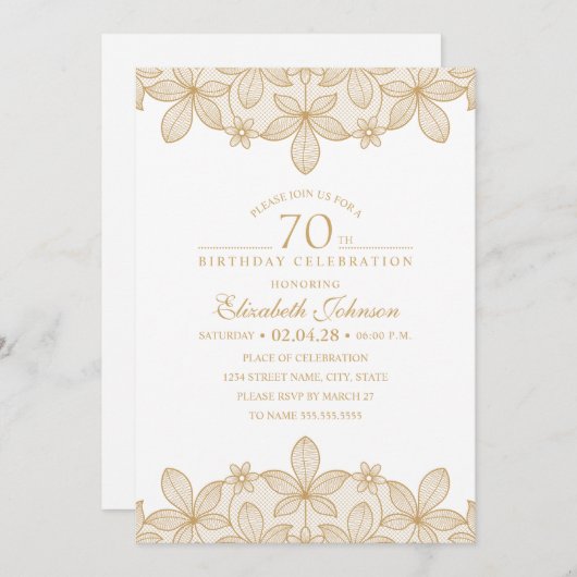 Invitation 70e Anniversaire de la fête d'or (Devant / Derrière)