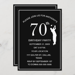 Invitation 70e anniversaire de la fête Golfer Black Par Papa 
