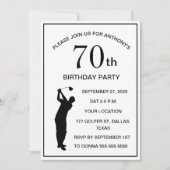 Invitation 70e anniversaire de la fête Golfer Black Par Papa  (Devant)