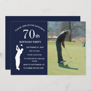 Invitation 70e anniversaire de la fête Golfer Blue Park Golf 