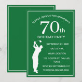 Invitation 70e anniversaire de la fête Golfer Green Par Papa  (Devant / Derrière)
