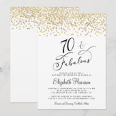 Invitation 70e anniversaire de la Parties scintillant d'or (Devant / Derrière)