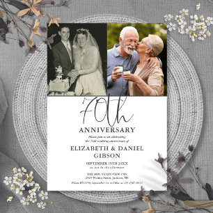 Invitation 70e anniversaire de mariage alors et maintenant 2