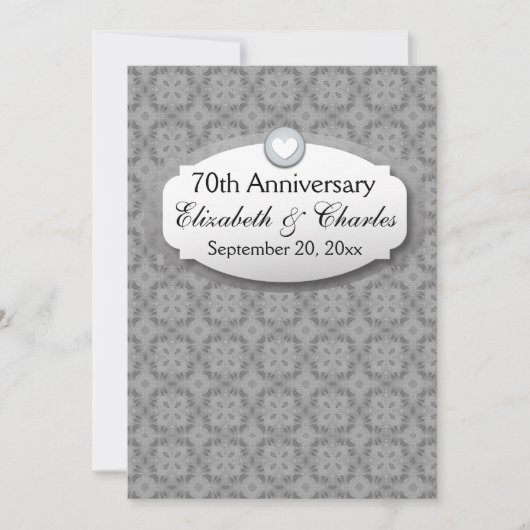 Invitation 70e Anniversaire de Mariage Anniversaire Platine Z (Devant)