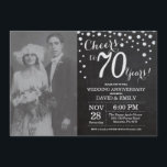 Invitation 70e Anniversaire de Mariage Ardoise Noir Argent<br><div class="desc">70e Anniversaire de Mariage avec photo personnalisée. Invitation Ardoise Noir et Argent. Soixante-dixième Anniversaire de Mariage. Fond Diamant Pailleté Ardoise Noir et Argent. Confettis Argentés. Anniversaire Adulte. Fête d'Anniversaire pour Femme ou Homme. Pour une personnalisation plus poussée, veuillez cliquer sur le bouton "Personnaliser" et utiliser notre outil de conception pour...</div>