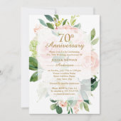 Invitation 70e anniversaire de mariage Elegant Rose Pêche Fle (Devant)
