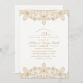 Invitation 70e anniversaire de Mariage Elégante dentelle doré (Devant / Derrière)