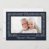 Invitation 70e anniversaire de mariage photo bleu marine arge (Devant)