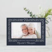 Invitation 70e anniversaire de mariage photo bleu marine arge (Debout devant)