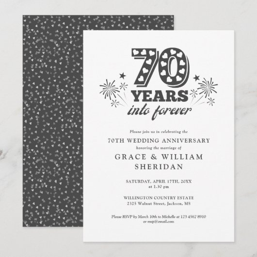 Invitation 70e anniversaire de mariage pour toujours (Devant / Derrière)