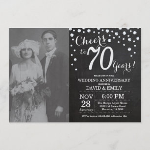 Invitation 70e anniversaire de mariage tableau noir craie arg