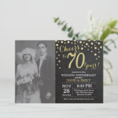 Invitation 70e anniversaire de mariage tableau noir et or (Debout devant)