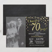 Invitation 70e anniversaire de mariage tableau noir et or (Devant / Derrière)