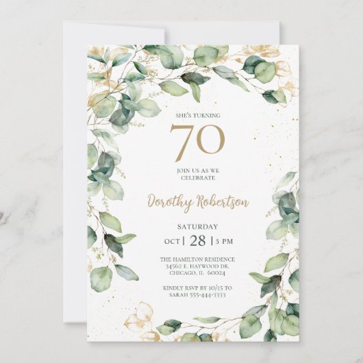 Invitation 70e anniversaire d'Eucalyptus (Devant)